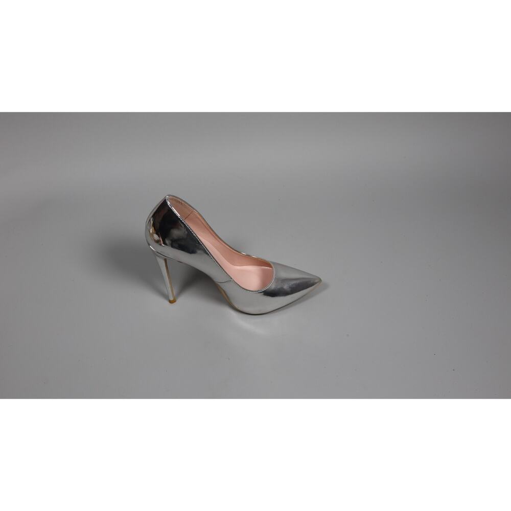 Elizabeth Lang 4.7 Inch Pumps Pointy Toe Stiletto Wedding Shoes Silver Size 8 - Picture 6 of 8